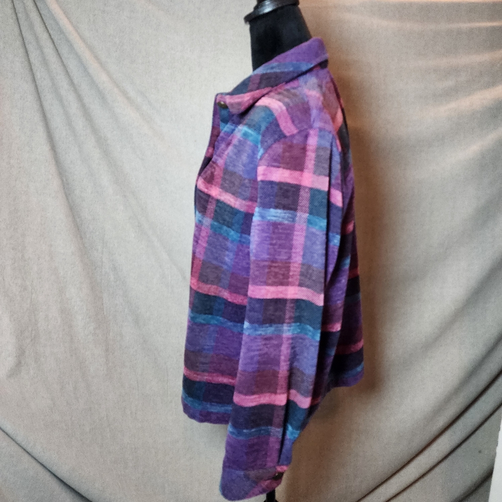 Allison Daley Plaid Shirt in Purple and Pink - Picture 2 of 8